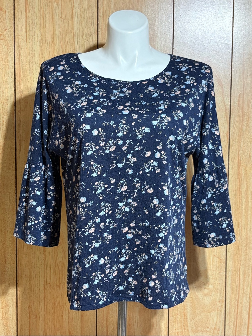 LC Lauren Conrad Navy Floral 3/4 Sleeve Blouse SZ - XL
